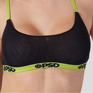 6️⃣1️⃣8️⃣PSD Women's Bra in Black with Neon Green Accents